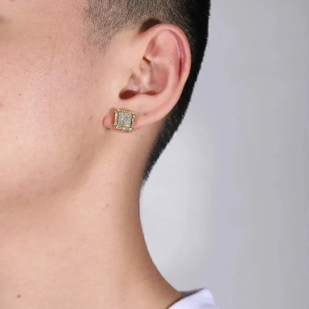 Silver Rhinestone Square Stud Earrings